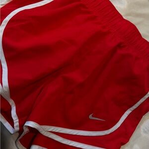 Nike Women's Red Athletic Shorts with White Trim